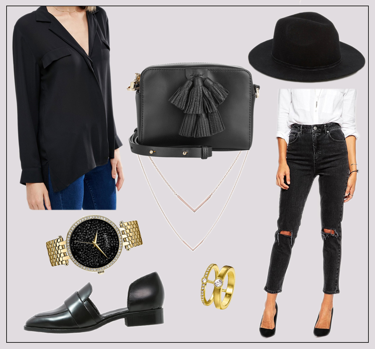 shopping, fashion, picks, editors, back, to, black, outfit, look, ripped, jeans, hat, rebecca minkoff, sofia, slippers